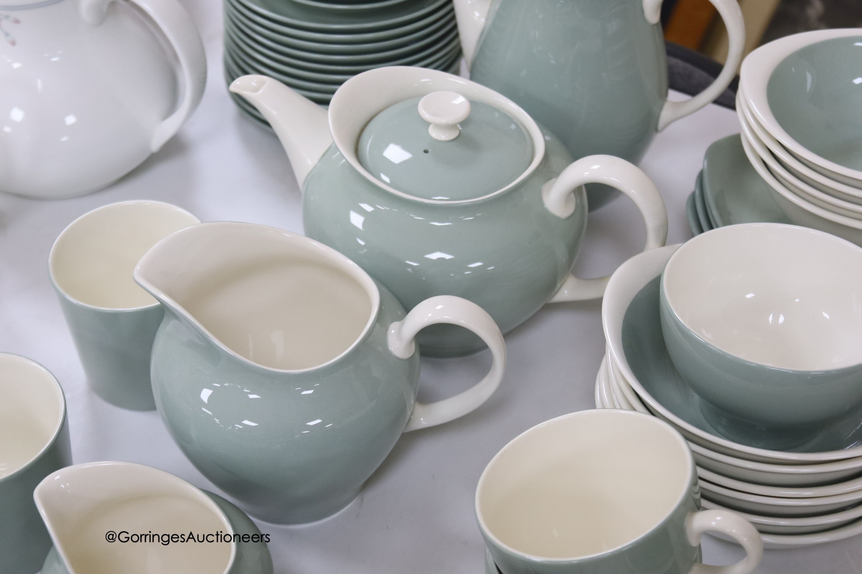 A Wedgwood Barlaston green tea dinner and breakfast service